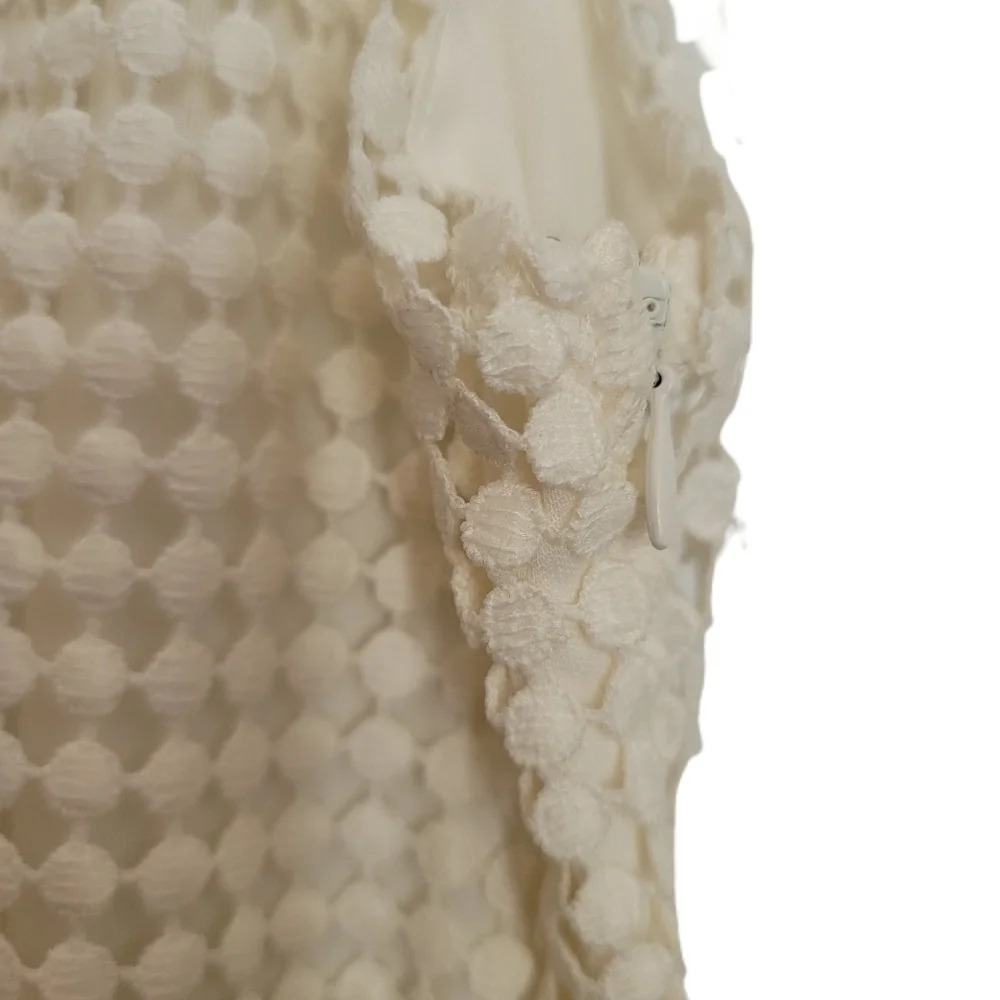 Soieblu Dress L Large Ivory Sleeveless Eyelet - Picture 5 of 9